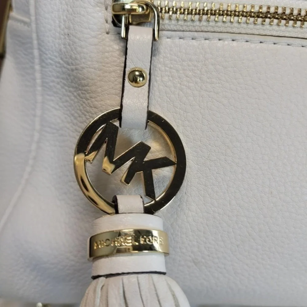 Michael Kors Vanilla Knox Tassel Genuine Leather Medium Satchel